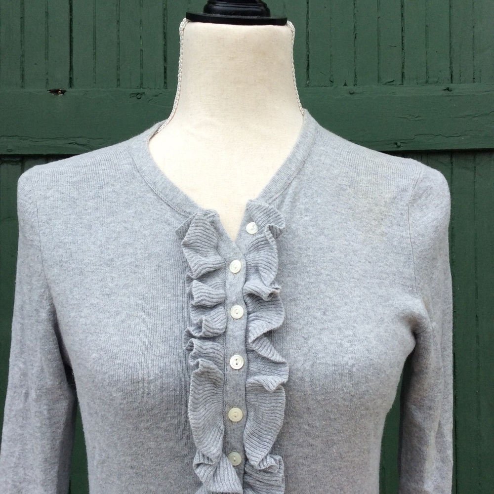 Grey tuxedo ruffle sweater